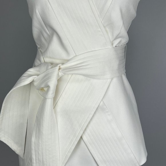 Cameo Wrap It Up Womens Halter Mini Dress Ivory Belted Faux Wrap size Small - Picture 7 of 16